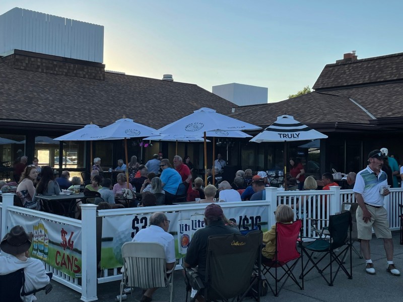 patio party at sunset